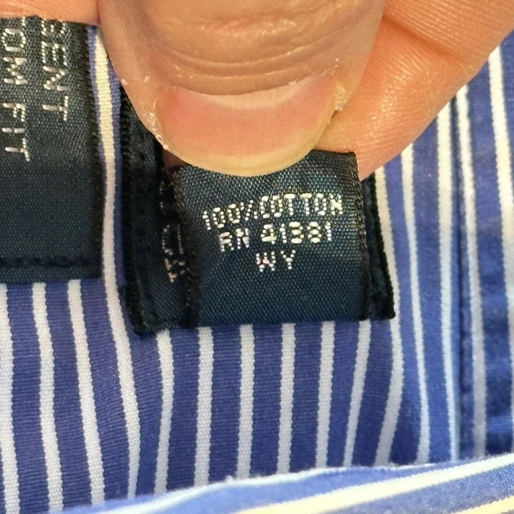 Polo‎ Ralph Lauren Regent Custom Fit Blue Pin Stripe Shirt 15 34-35  100% Cotton